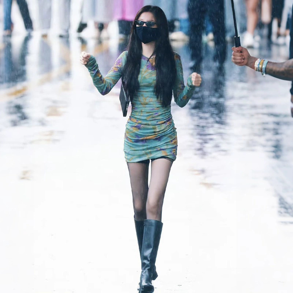Zara Fall Slim Fit Ombre Print Mesh Long Sleeve Bodycon Dress